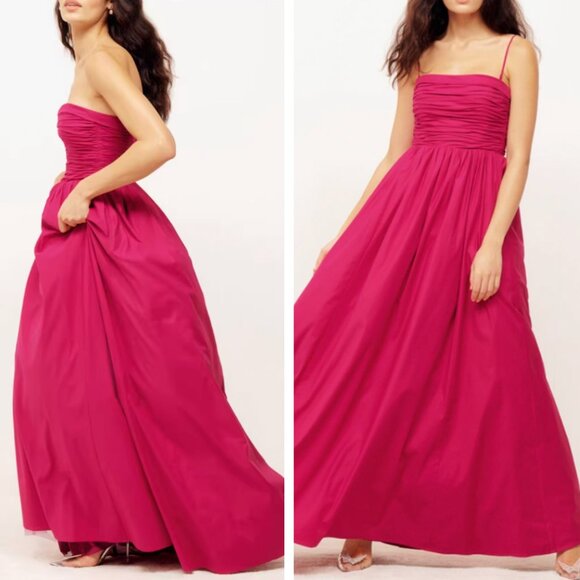 Reformation Kastoria Maxi Dress Gown Rhubarb Pink Wedding Formal Event Party - Picture 1 of 12